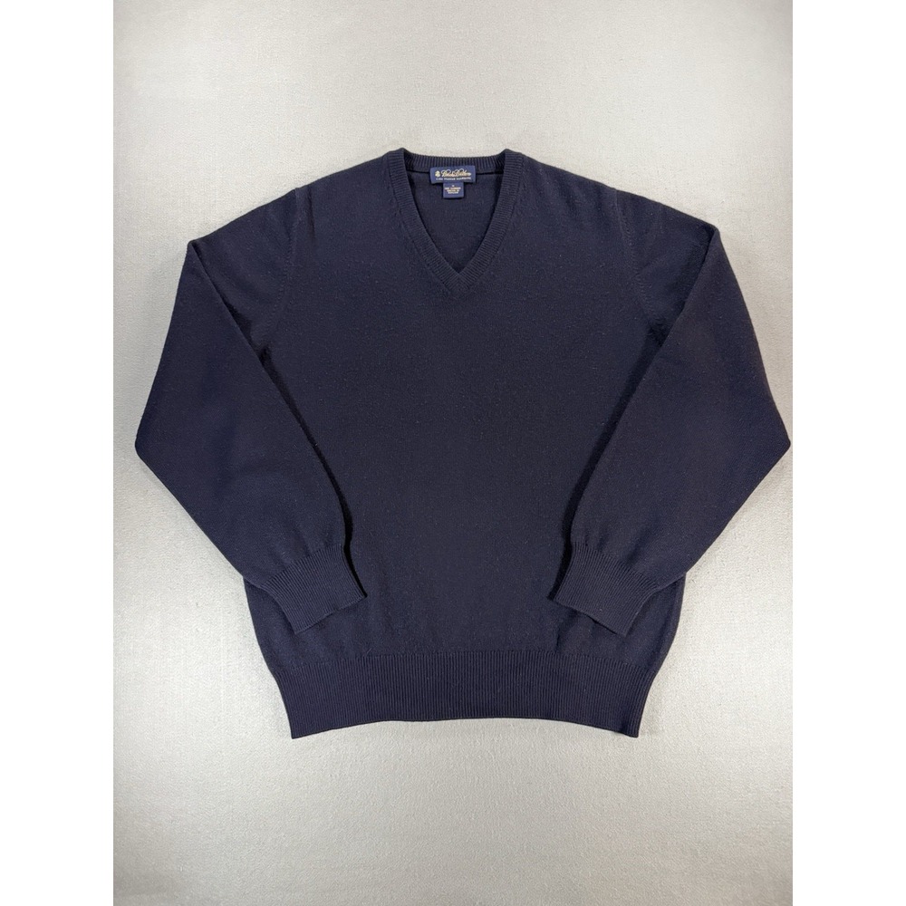 Mens M - Brooks brothers Italian Cashmere Sweater Navy Scotland Knitted V-Neck